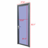 27.6 X 83 inchs Glass Interior Door Slab with Prehung Aluminun Jamb and Lockset 16098