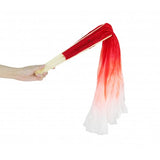 FixtureDisplays® Red & White Hand Made Belly Dance Silk Bamboo Long Fan Veils 16124