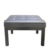 Adjustable Black Piano Bench Faux Leather Wooden Piano Stool with Padded Cushion 15361