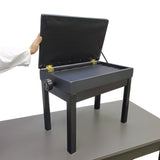 Adjustable Black Piano Bench Faux Leather Wooden Piano Stool with Padded Cushion 16132