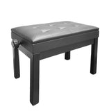 Adjustable Black Piano Bench Faux Leather Wooden Piano Stool with Padded Cushion 16132