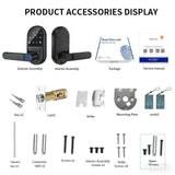 Smart Keypad Door Lock 5-in-1 Keyless Entry Fingerprint APP Control Handle 16155