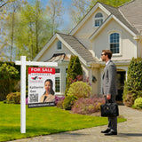 72x36 White Vinyl Real Estate Sign Post for 24x36 Graphic, Weatherproof PVC 16156