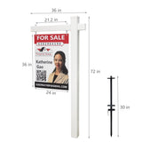 72x36 White Vinyl Real Estate Sign Post for 24x36 Graphic, Weatherproof PVC 16156