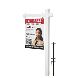 72x36 White Vinyl Real Estate Sign Post for 24x36 Graphic, Weatherproof PVC 16156