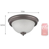 13¡± Flush Mount Ceiling Light Fixture Dome Frosted Glass E26/E27 Vintage Lamp 16165-FLUSH CEILING LIGHT