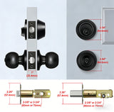 Matte Black Entry Door Lock Ball Handle Keyed Lock Stainless Steel Exterior 16167