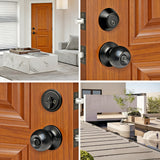 Matte Black Entry Door Lock Ball Handle Keyed Lock Stainless Steel Exterior 16167