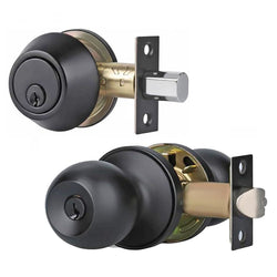 Matte Black Entry Door Lock Ball Handle Keyed Lock Stainless Steel Exterior 16167