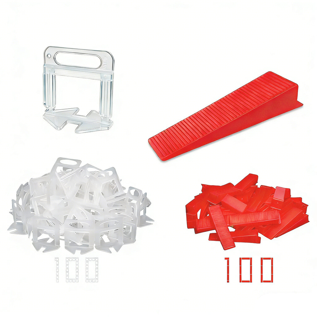 200PK Tile Leveling System Clips & Wedges PVC Floor Wall Tile Tools 16 ...