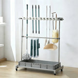Mop Rack Drain PanTray MRO Stainless Steel Movable Broom Holder Organizer 16182