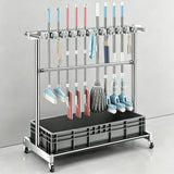 Mop Rack Drain PanTray MRO Stainless Steel Movable Broom Holder Organizer 16182