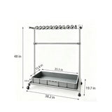 Mop Rack Drain PanTray MRO Stainless Steel Movable Broom Holder Organizer 16182