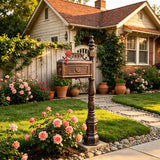 Vintage Copper Cast Aluminum Mailbox w/Post 62.6¡± 18.5x8.97x10.63¡± Outdoor 16183
