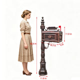 Vintage Copper Cast Aluminum Mailbox w/Post 62.6¡± 18.5x8.97x10.63¡± Outdoor 16183