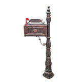 Vintage Copper Cast Aluminum Mailbox w/Post 62.6¡± 18.5x8.97x10.63¡± Outdoor 16183