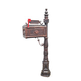 Vintage Copper Cast Aluminum Mailbox w/Post 62.6¡± 18.5x8.97x10.63¡± Outdoor 16183