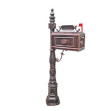 Vintage Copper Cast Aluminum Mailbox w/Post 62.6¡± 18.5x8.97x10.63¡± Outdoor 16183
