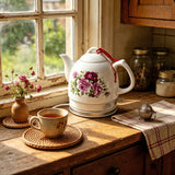1 Liter 4.2 Cup Ceramic Electric Tea Kettle 110V Fast Boil Tea Auto Shut Off Rose 16187