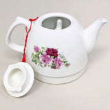 1 Liter 4.2 Cup Ceramic Electric Tea Kettle 110V Fast Boil Tea Auto Shut Off Rose 16187