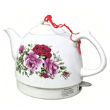 1 Liter 4.2 Cup Ceramic Electric Tea Kettle 110V Fast Boil Tea Auto Shut Off Rose 16187