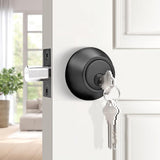 Stainless Steel DeadBolt Entry Door Lock Black Exterior Lock 16197