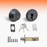 Stainless Steel DeadBolt Entry Door Lock Black Exterior Lock 16197