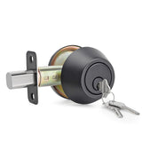 Stainless Steel DeadBolt Entry Door Lock Black Exterior Lock 16197