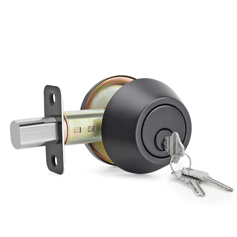Stainless Steel DeadBolt Entry Door Lock Black Exterior Lock 16197