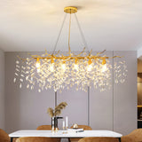 Modern Crystal Branch Chandelier Gold LED Pendant Light 3-Color Fixture 16198