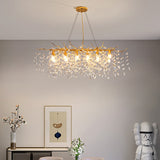 Modern Crystal Branch Chandelier Gold LED Pendant Light 3-Color Fixture 16198
