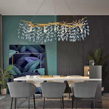 Modern Crystal Branch Chandelier Gold LED Pendant Light 3-Color Fixture 16198