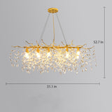 Modern Crystal Branch Chandelier Gold LED Pendant Light 3-Color Fixture 16198