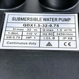 110V 0.75HP Submersible Water Pump Auto Float Switch 105FT Head Aluminum Pump 16204