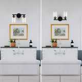 Vintage Glass Wall Sconce Iron Frame Bathroom Vanity Light UL Certified 16208