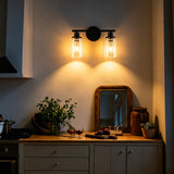 Vintage Glass Wall Sconce Iron Frame Bathroom Vanity Light UL Certified 16208