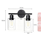 Vintage Glass Wall Sconce Iron Frame Bathroom Vanity Light UL Certified 16208