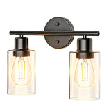 Vintage Glass Wall Sconce Iron Frame Bathroom Vanity Light UL Certified 16208