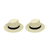 2PK Beige Straw Cowboy Hats Wide Brim Western Sun Hat Adjustable Unisex 16212-2PK