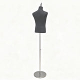 Men's Half Body Mannequin Display Adjustable Torso Dress Form Black Stand 16218