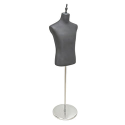 Men's Half Body Mannequin Display Adjustable Torso Dress Form Black Stand 16218