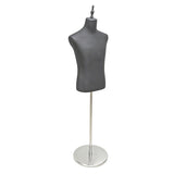 Men's Half Body Mannequin Display Adjustable Torso Dress Form Black Stand 16218