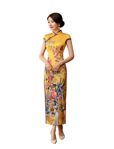 Cheongsam Chinese Qipao Dress Floral Cheongsam Cocktail Party Dress Prom Dress