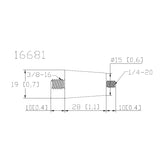 DIY Chrome Beer Tap Handle Standard Ferrule 3/8x16 Male Large end 1/4x20 male Thread Small End Connector 16681