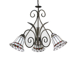 FixtureDisplays? Tiffany Chandelier Light 3 Lights Stained Glass Chandeliers Lighting Antique Style Ceiling Hanging Lamp for Dining Room Living Room  Stairway Foyer Kitchen Home 16690