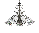 FixtureDisplays? Tiffany Chandelier Light 3 Lights Stained Glass Chandeliers Lighting Antique Style Ceiling Hanging Lamp for Dining Room Living Room  Stairway Foyer Kitchen Home 16690