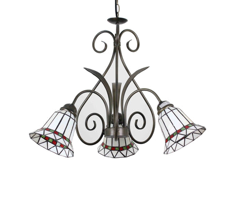 FixtureDisplays? Tiffany Chandelier Light 3 Lights Stained Glass Chandeliers Lighting Antique Style Ceiling Hanging Lamp for Dining Room Living Room  Stairway Foyer Kitchen Home 16690