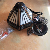 Tiffany Style Warm Light Glass & Steel Hanging Pendant Ceiling Lamp Fixture 16694