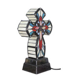 Tiffany Lighted Cross Tabletop Cross Stainless Glass Desktop Christian Gifts/Lamps 7.5 x 14.2 x 5 16699