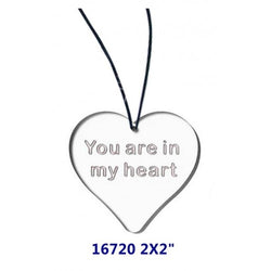 FixtureDisplays® 2 x 2" Clear Acrylic Plexiglass Heart Shape Gift Christan Gift Engrave w/ Letters "You are in my heart" 16720